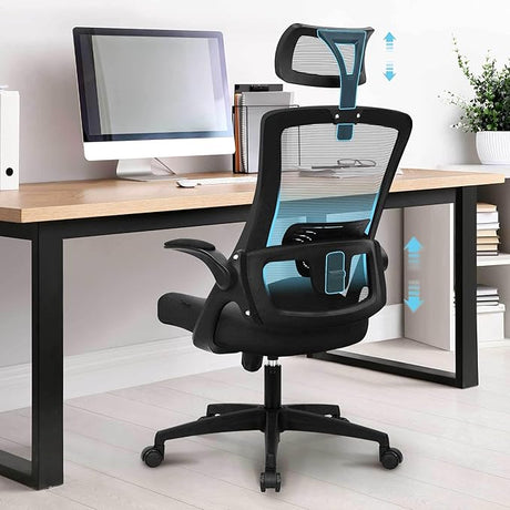 Office High Back Mesh Headrest Adjustable Height and Ergonomic Design