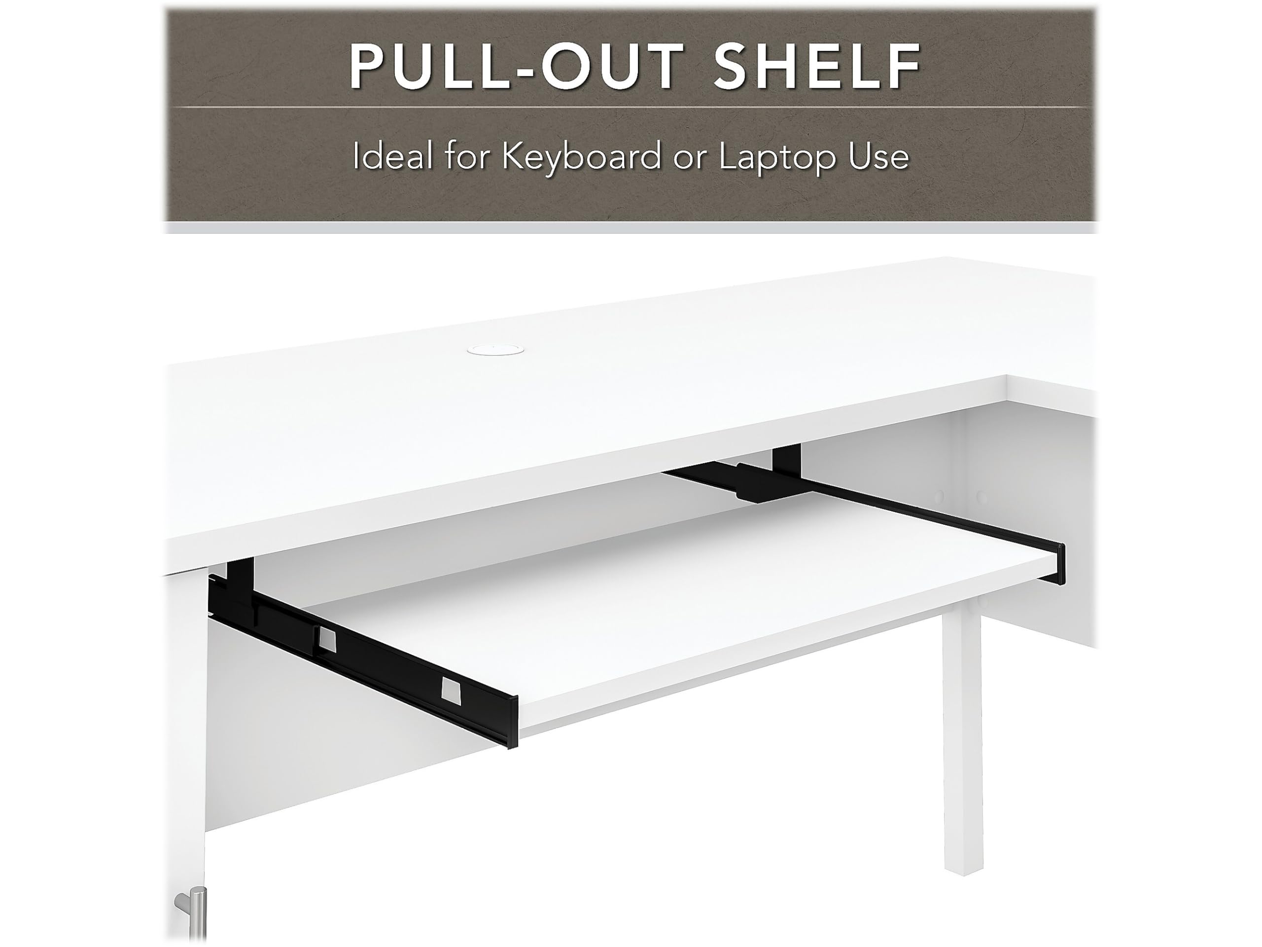 SET001WH Somerset 72-Inch W L-Shaped Desk with Hutch, White