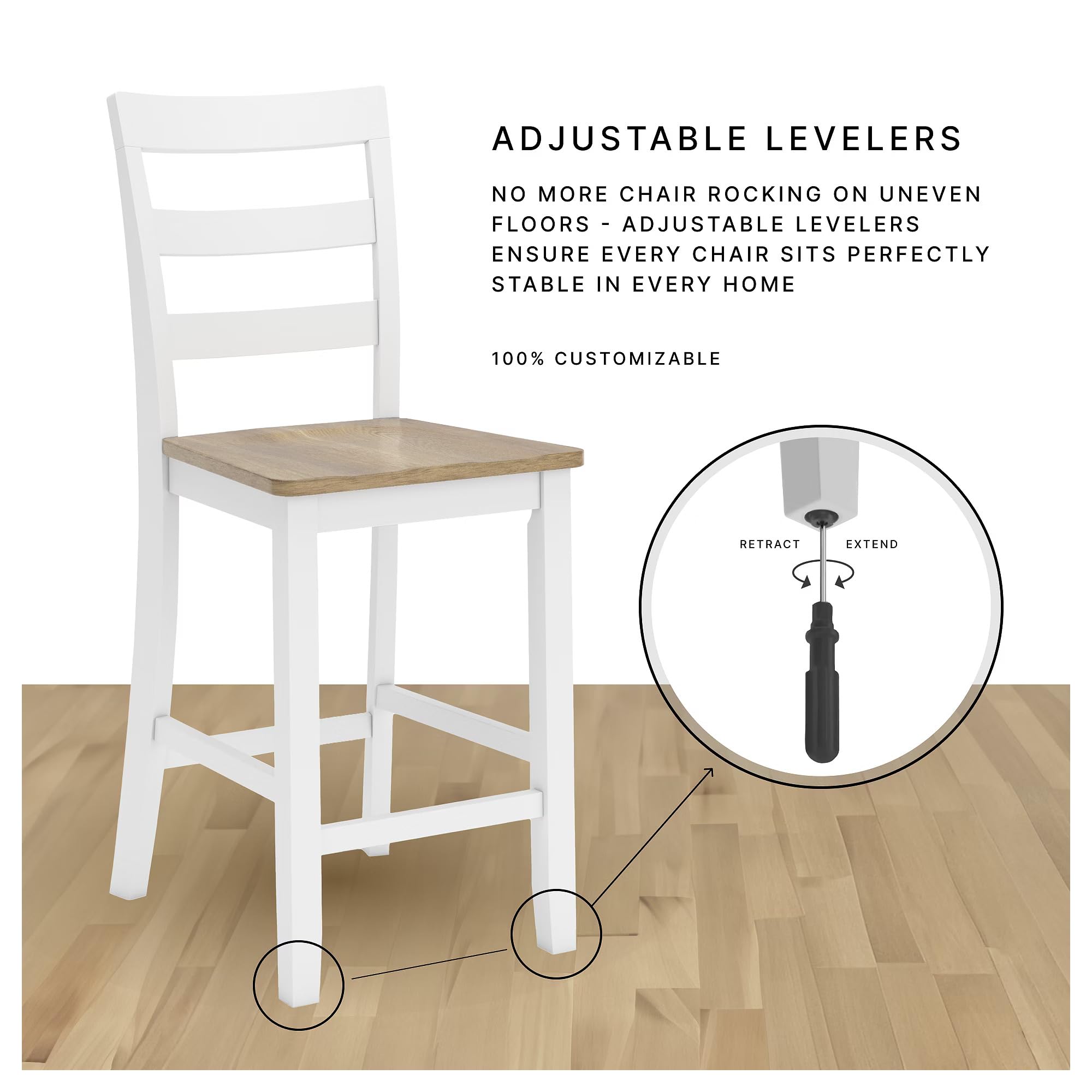 7-Piece Counter Height Dining Set with Gray Upholstered Bar Stools