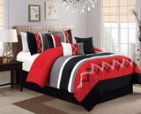 Arden 7-Piece Modern Pleated Stripe Embroidered Zigzag Bedding Comforter