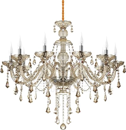 25.6 x 35.4 Inch Modern Luxurious 10 Lights K9 Crystal Chandelier Candle Pendant Lamp