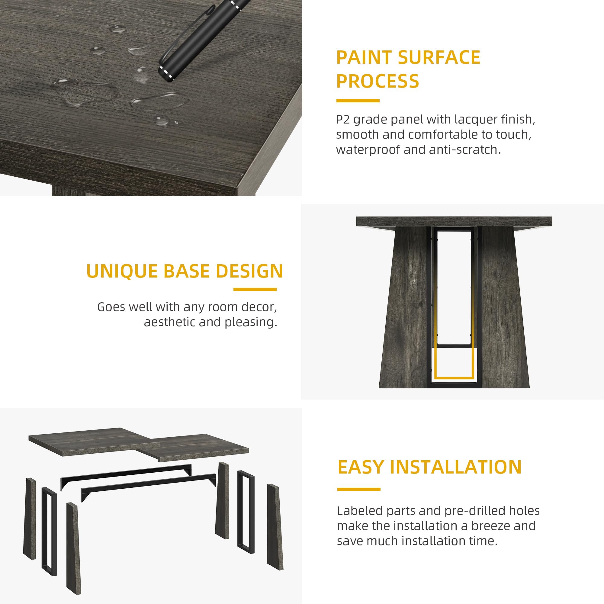 70.86 Inch Rectangle Dining Table for 6-8 People - Rustic Grey