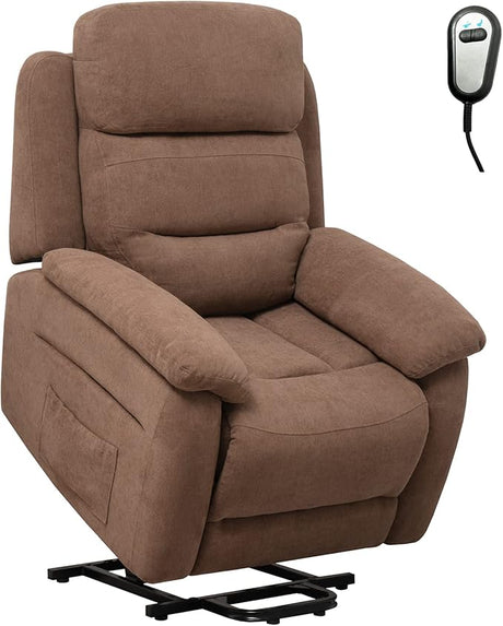 Lift Recliner Chairs for Elderly, Fabric Electric Recliner Chair w/Side Pocket & Remote Control, Living Room Reclining Chair for Seniors Home Theater Bedroom (Grey)