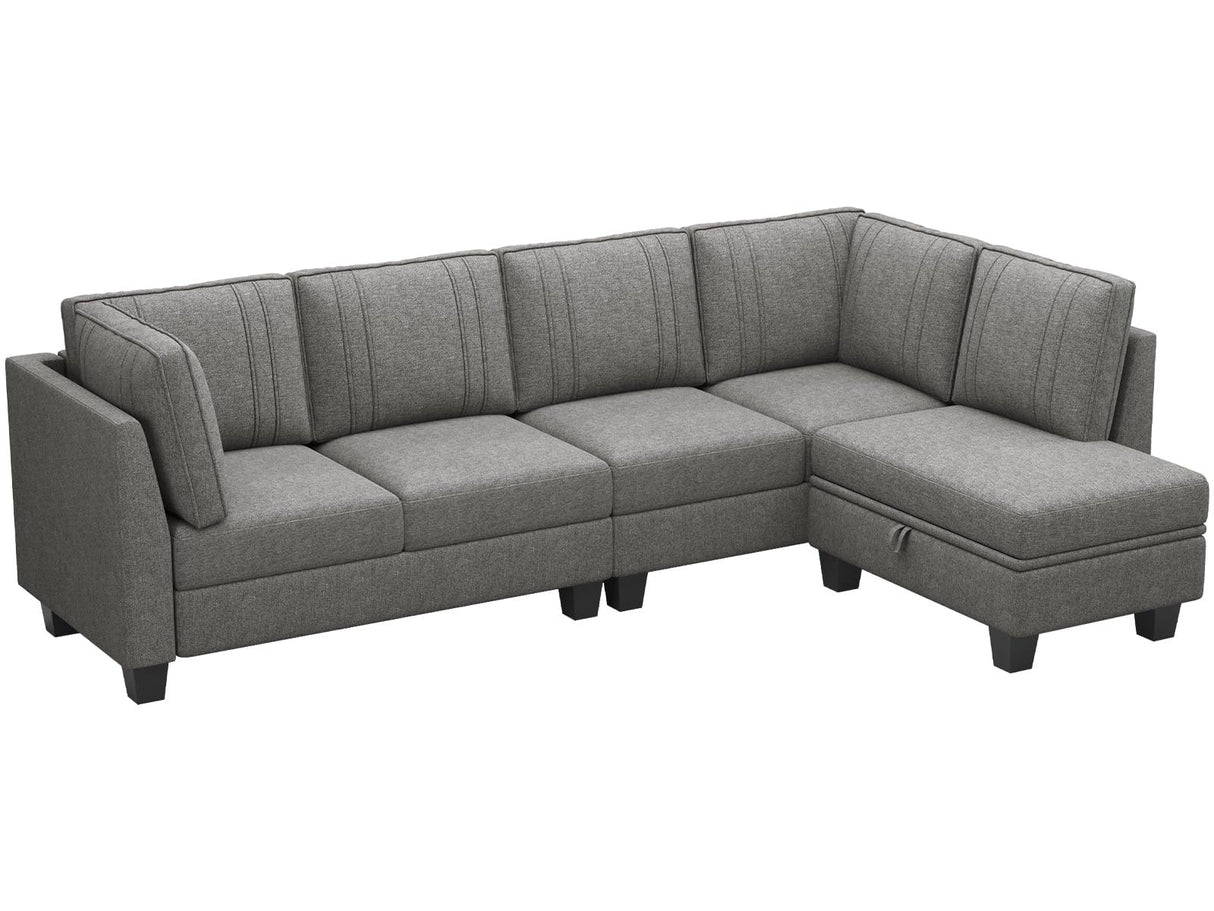 4 Seater Sectional Sofa with Reversible Chaise, L Shaped Sofa Sectional Couch with Convertible