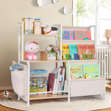 Bookshelf and Toy Storage Organizer, 3 Tier Book Shelf for Kids Rooms, Nursery Book