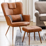 Faux Leather Wingback Chair, Arm Chair, Upholstered Living Room Chairs