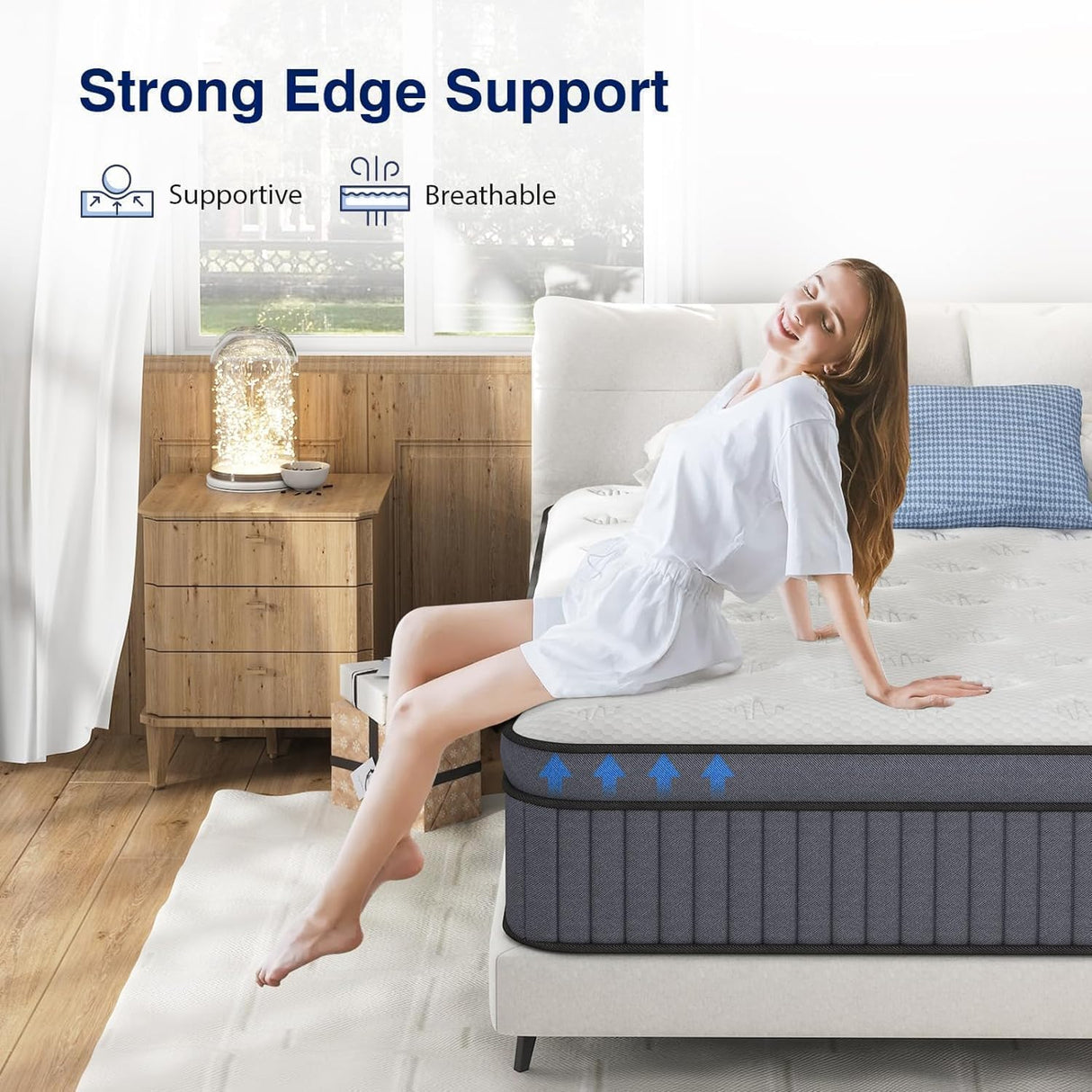 King Size Mattress - Upgrade Strengthen - 14 Inch Firm Hybrid King Mattress in a Box,