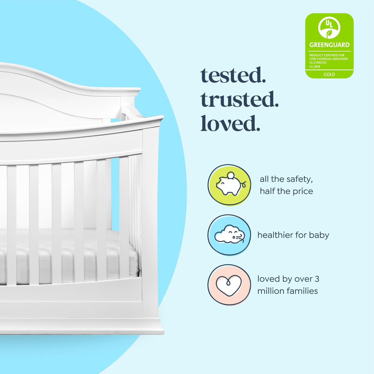 DaVinci Meadow 4-in-1 Convertible Crib in White, Greenguard Gold Certified
