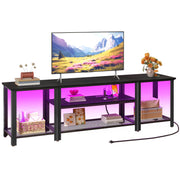 Industrial Metal TV Stand with RGB LED Lights & Power Outlets