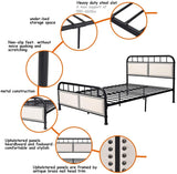 Metal Bed Frame, Full Size Bed Platform with Comfortable Upholstered Headboard