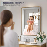 24x36 Champagne Bronze Bathroom Mirror with Beaded Frame