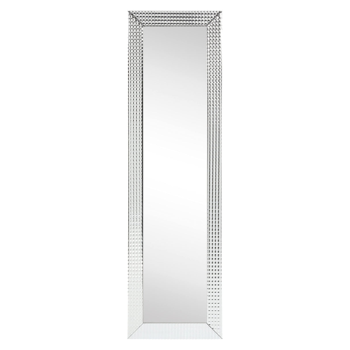 Empire Art Direct Bling Glass Cheval, Full Length Mirror, Solid Wood Frame with 1"-Beveled Center Bathroom,Bedroom,Living Room,Ready to Stand on The Floor, 18" x 64", Clear