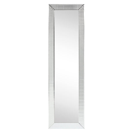 Art Direct Bling Glass Cheval, Full Length Mirror, Solid Wood Frame with 1"-Beveled Center Bathroom,Bedroom,Living Room,Ready to Stand on The Floor, 18" x 64", Clear