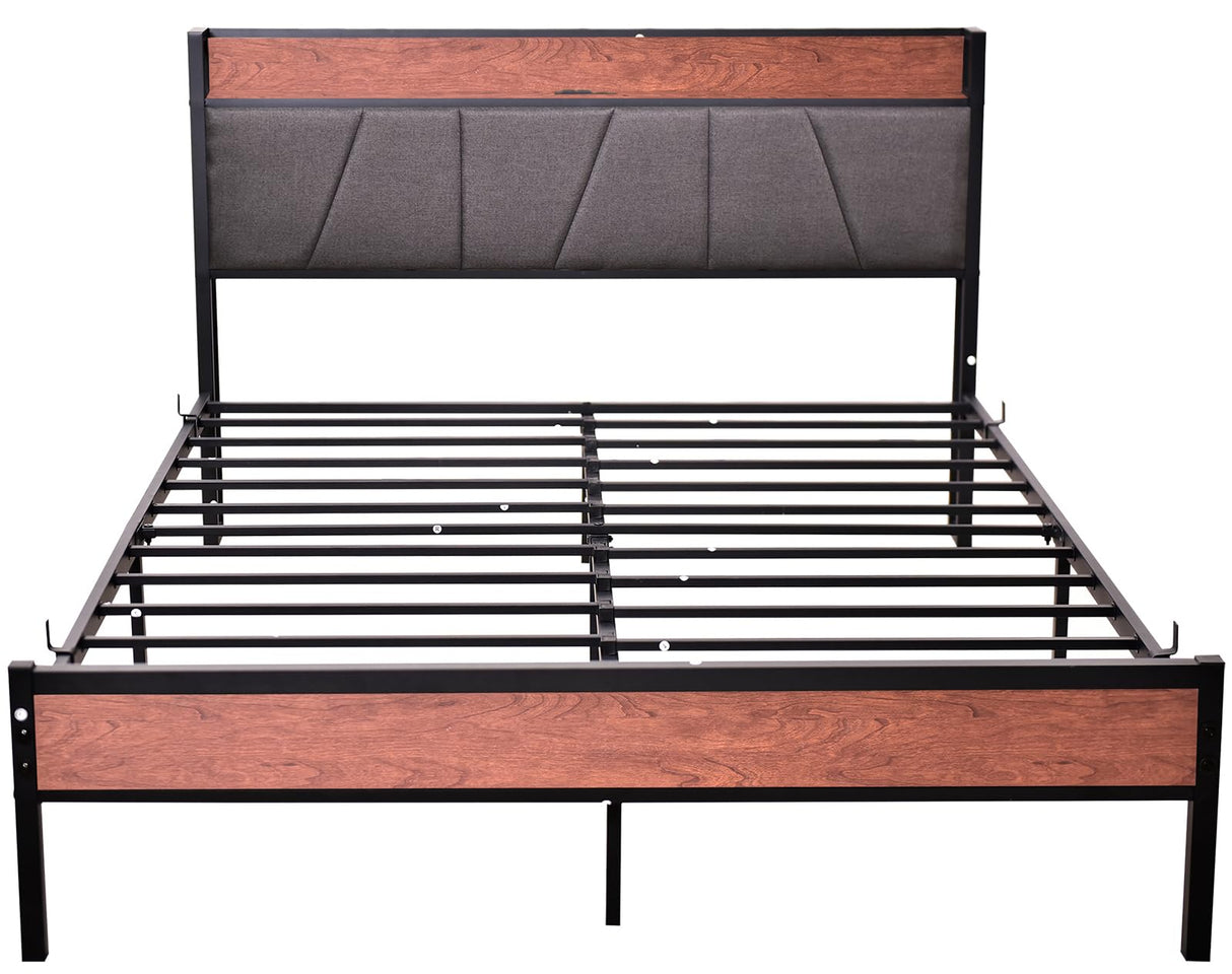 with Charging Station, Noise Free, Solid and Stable, No Box Spring Needed,