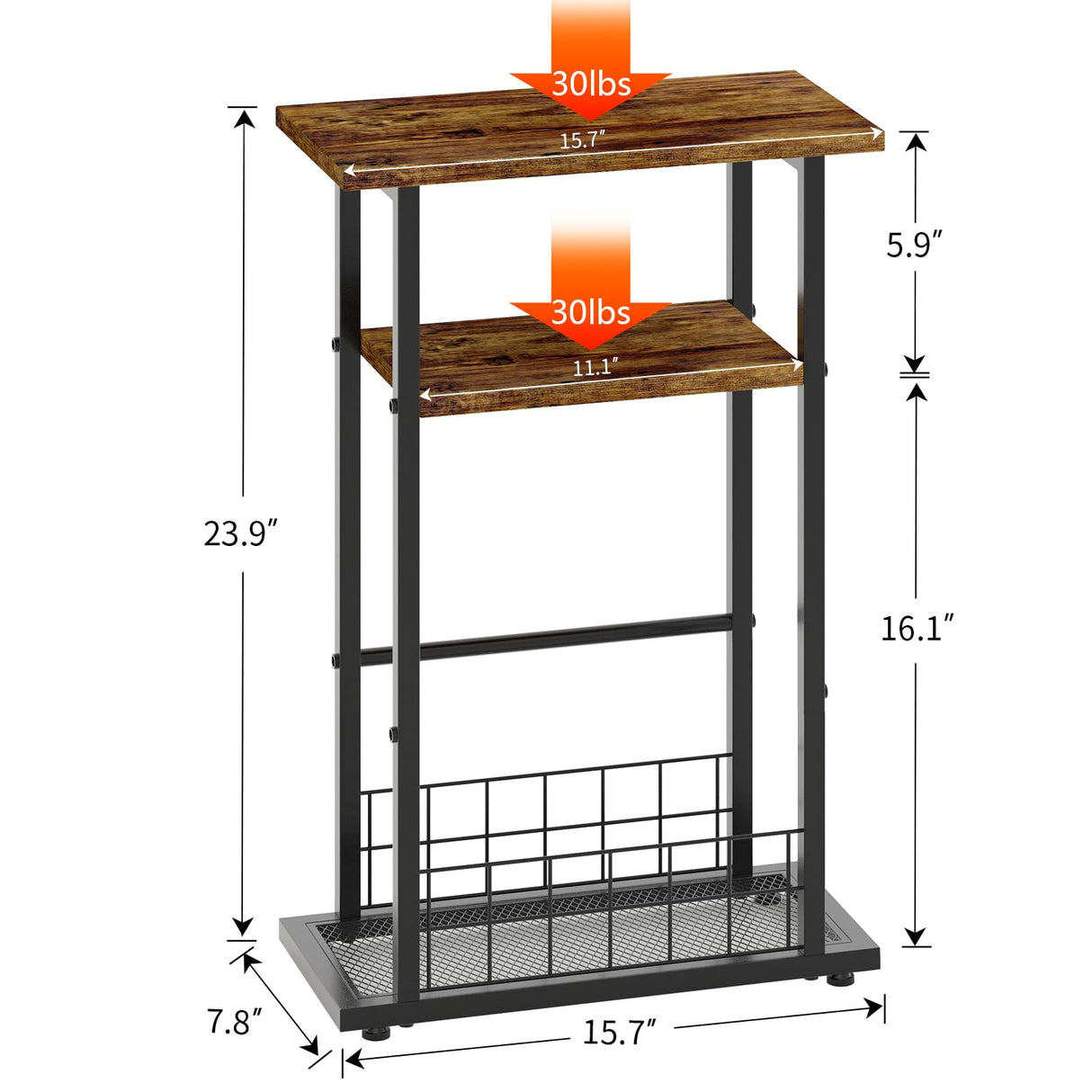 Small Narrow Side Table, Skinny End Table for Small Spaces, Narrow End Table