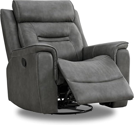 Leather Recliner Chair Faux Swivel Rocker for Adults Manual Sofa for Living Room