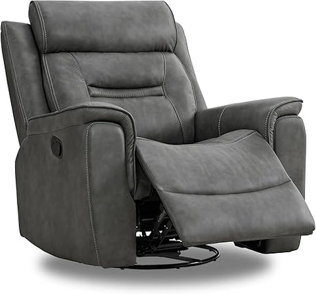 Leather Recliner Chair Swivel Rocker for Adults Manual Sofa for Living Room Bedroom