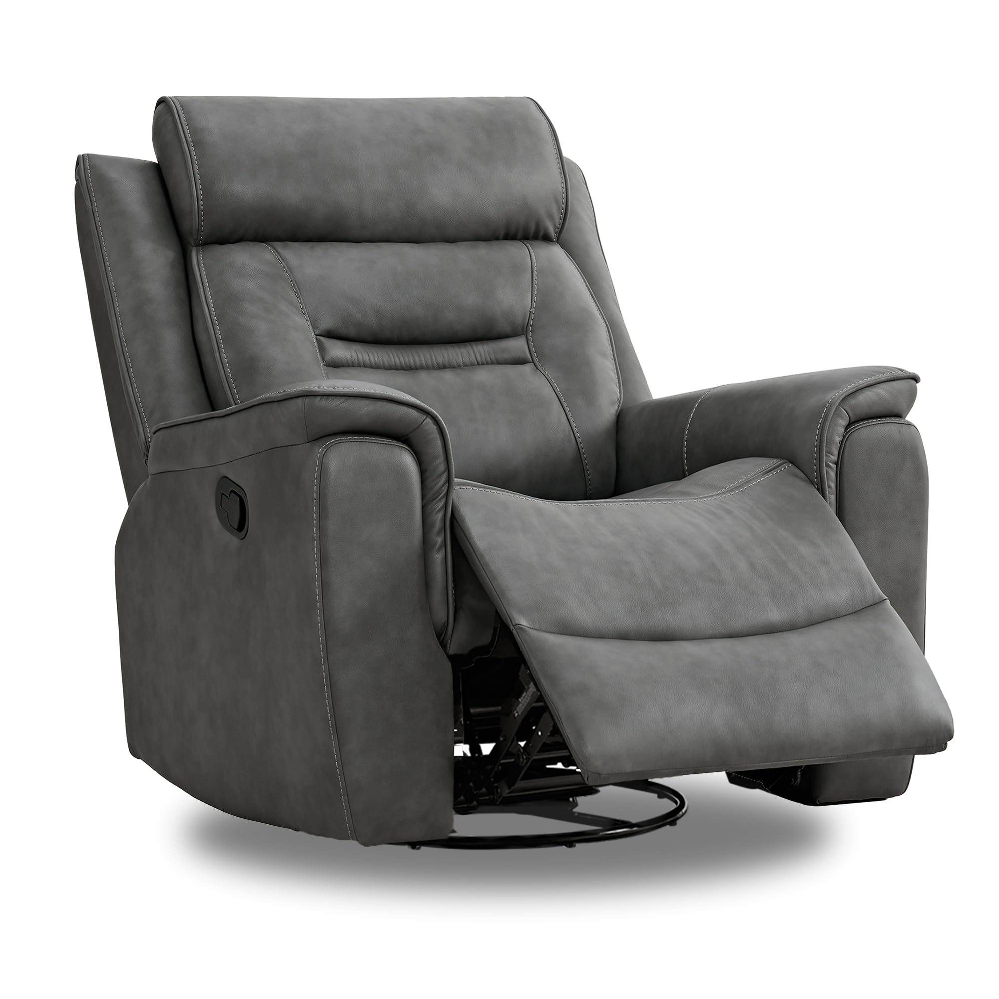 LuxeGlide Oversized Swivel Rocker Recliner Chair – Faux Leather Manual Recline