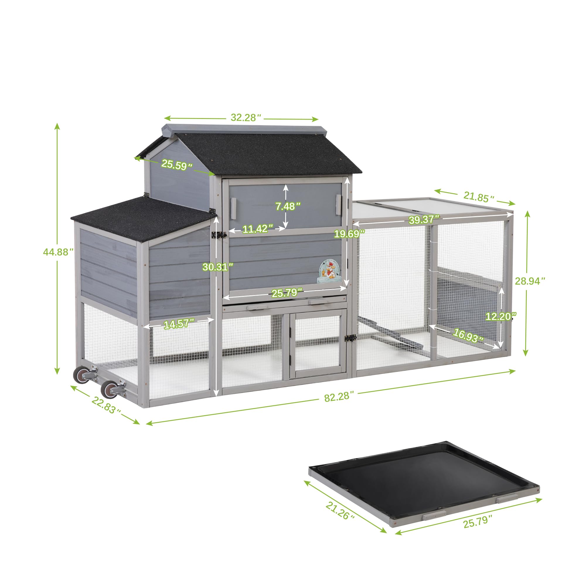 BarnBuddy Multi-Pet Chicken Coop with Egg Crate, Run & Pull-Out Tray