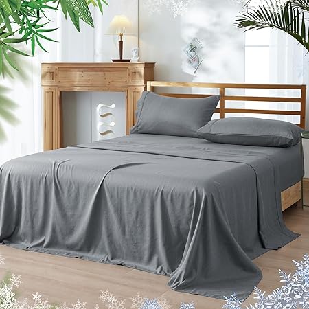 Cooling Sheets Set Queen Size, Rayon Derived from Bamboo & Polyester