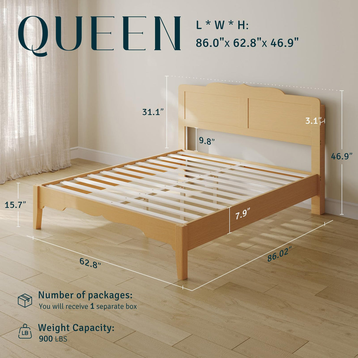 Queen Bed Frame with Headboard and Storage