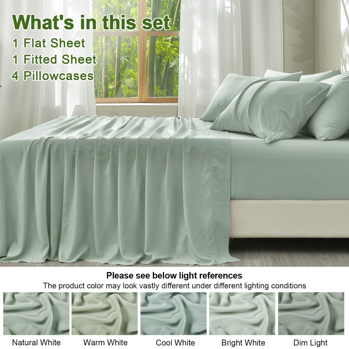 Cooling Sheets Set Queen Size 6 Piece - 100% Rayon Derived from Bamboo_Sheets