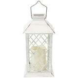 Sunnydaze Concord 11-Inch Solar LED Decorative Candle Lantern - Tabletop/Hanging Light - Set of 2 - White