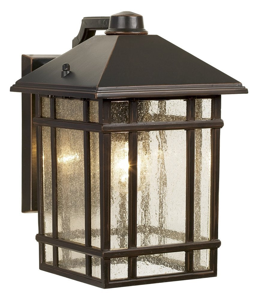 Sierra Craftsman Art Deco Outdoor Wall Light Fixture Rubbed Bronze Brown Steel