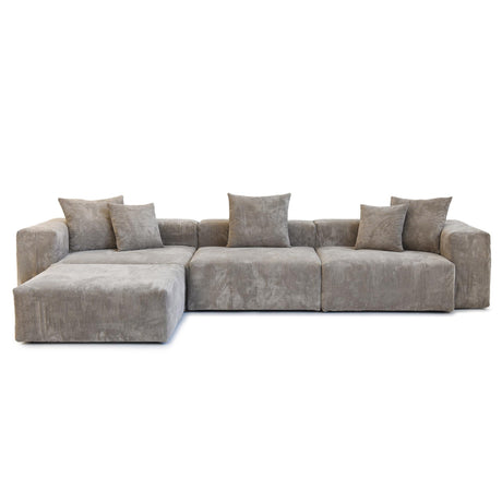 141.73" Modular Sectional Sofa, L Shaped Sofa Couch with Ottoman, Corduroy Fabric