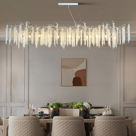 Modern Crystal Chandeliers for Dining Room, Gold Round Tree Branches Chandelier,