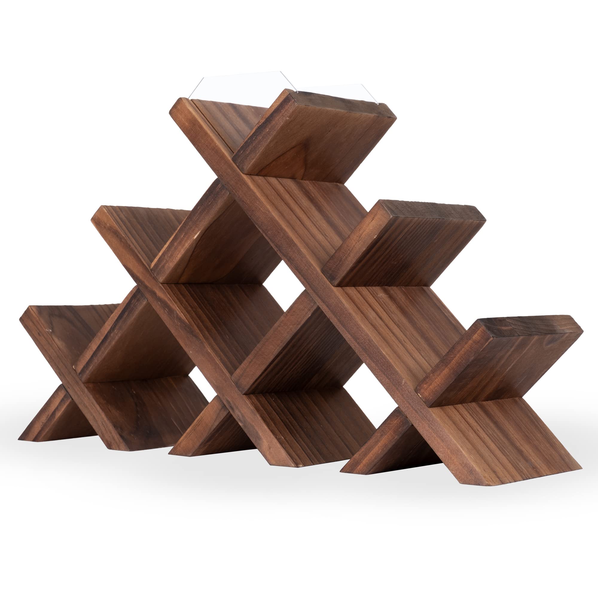 Alella Countertop Wood Wine Rack for 8 Bottles Holder and Cork Storage Tabletop