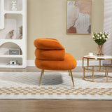 Modern Velvet Accent Loveseat Sofa, Upholstered Sofa Chair with Golden Metal Legs