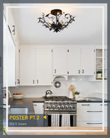 Vintage Crystal Ceiling Light Fixture - 4-Light Black Flush Mount