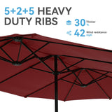 15 ft Large Patio Umbrella with Base Included, Outdoor Double-Sided Table Umbrella with Crank,