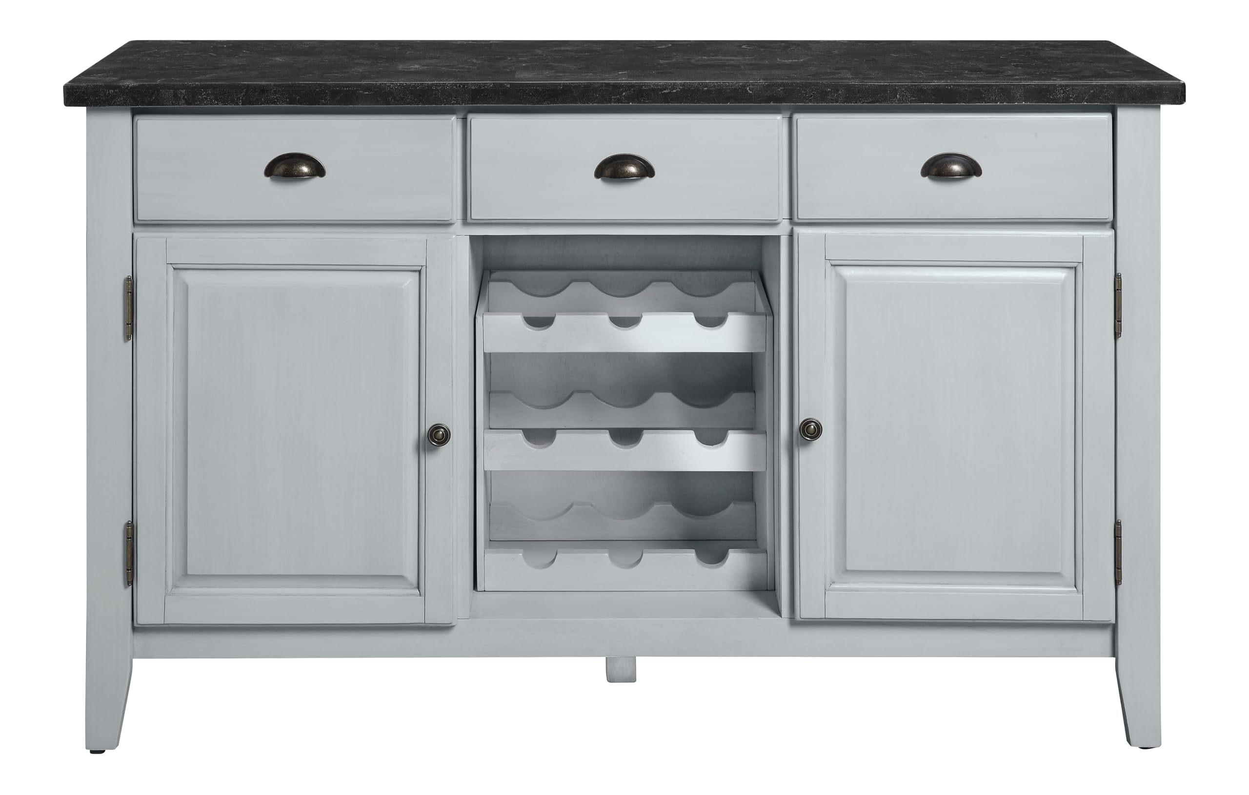 Lanton Server in Marble & Antique White Finish