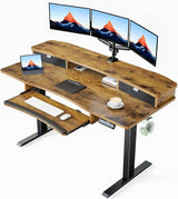 48" x 26" Electric Standing Desk with 2 Drawers & 26.7" Large Keyboard Tray, C-Clamp Mount Compatible, Adjustable Computer Desk for Home Office, Stand Up Desk with 4 Height Presets, Black