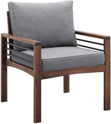 2 Person Outdoor Patio Modern Wood and Metal Loveseat with Washable Cushions