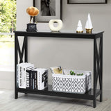 Console Table 2-Tier with Storage Shelf,X-Design Bookshelf Narrow Accent Table