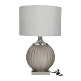 Glass Room Table Lamp Accent Lamp with Chevron Pattern, Lamp 17" x 17" x 27", Gray