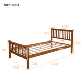Twin Bed Frame with Headboard and Footboard - Oak Wood Platform
