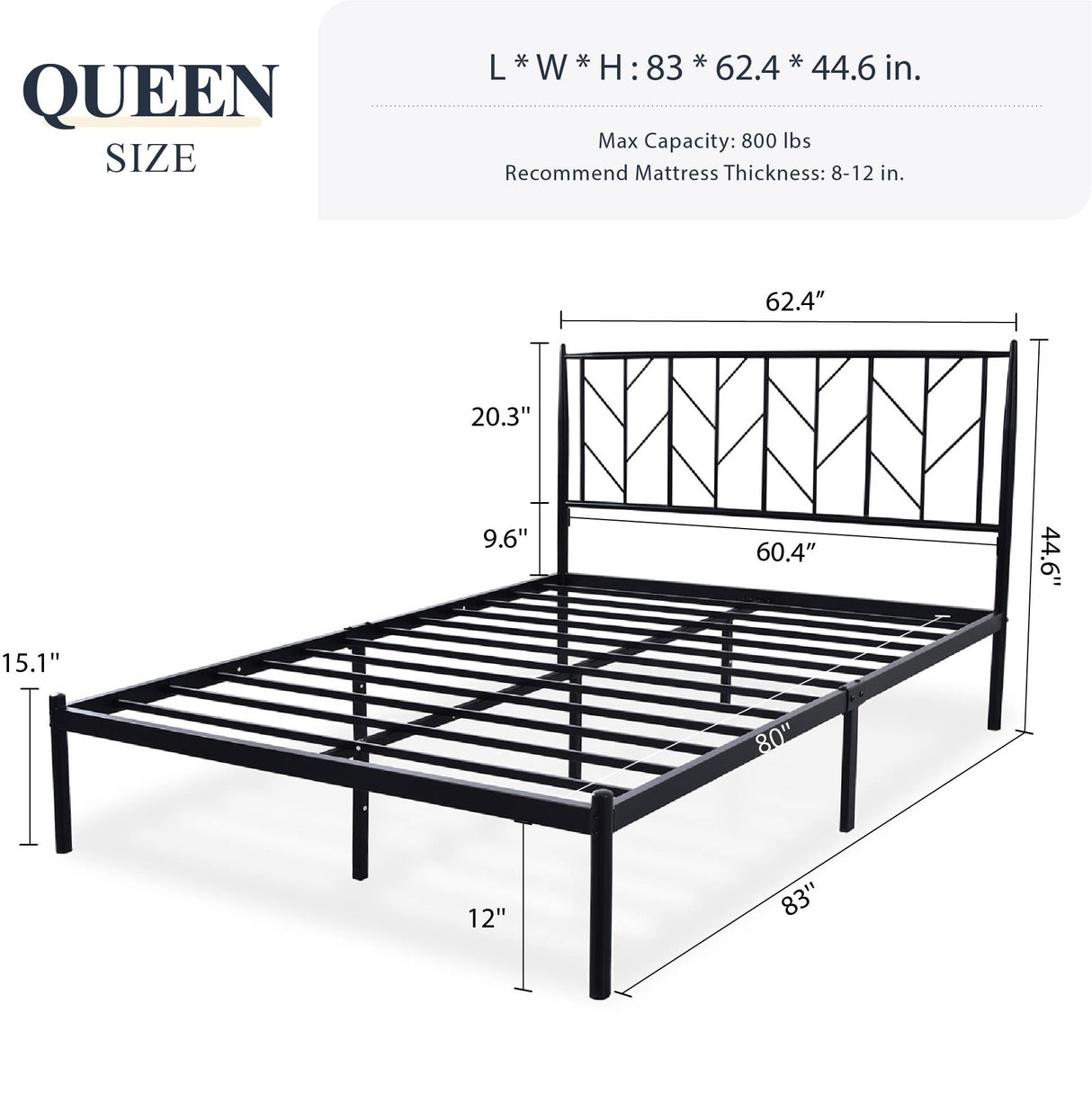 Knight Home Raye Fully-Upholstered Bed Frame-Queen-Size-