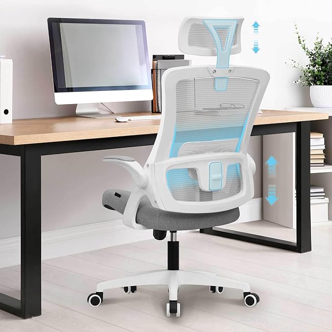 Office High Back Mesh Headrest Adjustable Height and Ergonomic Design