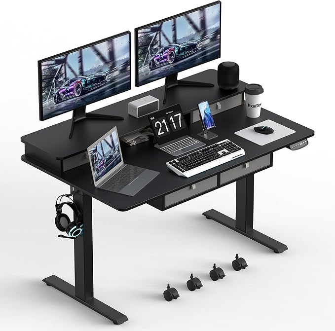 48 * 30 Inches Electric Standing Widened Desk Adjustable Height with 4 Drawers