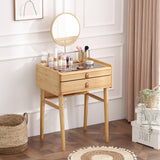 Vanity Desk, Modern Small Dresser with Adjustable-Angles Mirror & 2 Storage Drawers, Dressing Table for Girls, Small Space, Bedroom, Wood