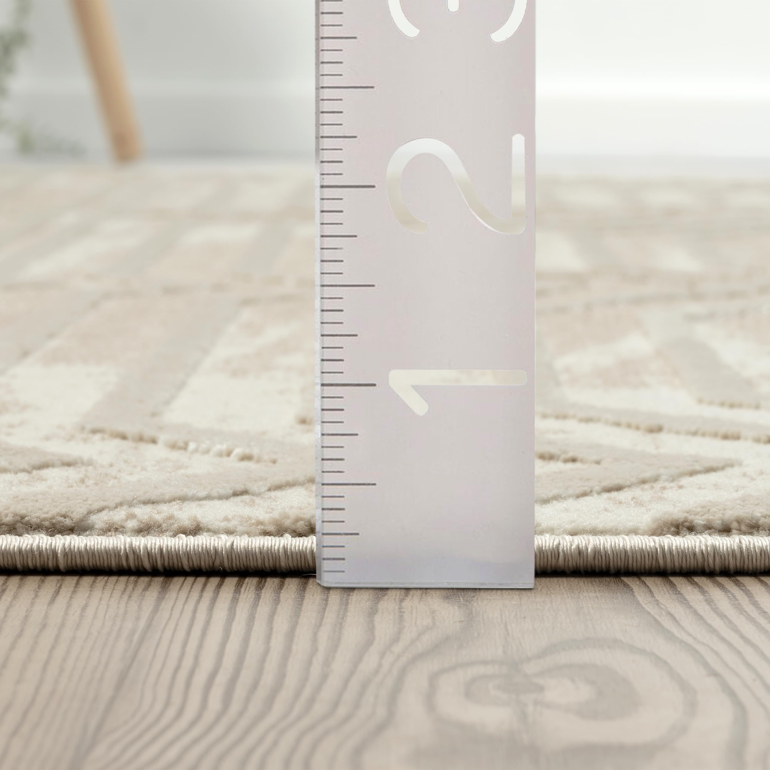 Abani Terra Cream 8' x 10' Area Rug for Living Room, Bedroom - Geometric Lines Pattern - Durable & Easy to Clean