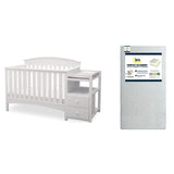 Abby Convertible Crib 'N' Changer, Bianca + Serta Perfect Slumber Dual Sided Recycled