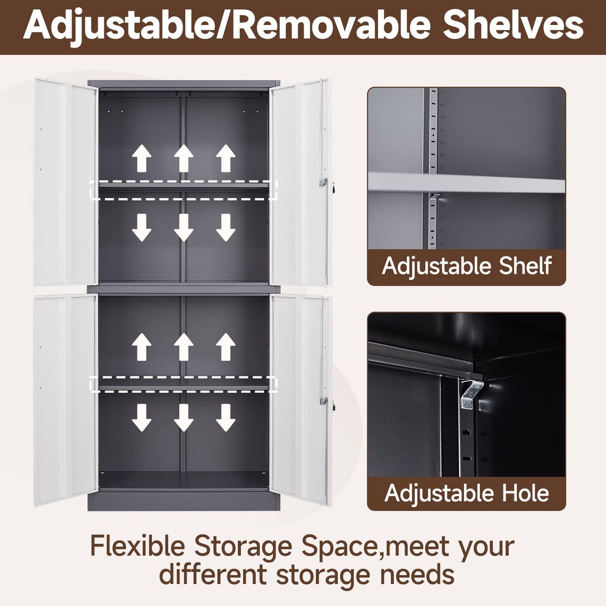 AFAIF Metal Storage Cabinets with Locking Doors,71" Tall Garage Storage Cabinet with 3 Adjustable Shelves, Lockable Steel Office Storage Cabinet Tool Cabinet for Home Office,Garage, Pantry