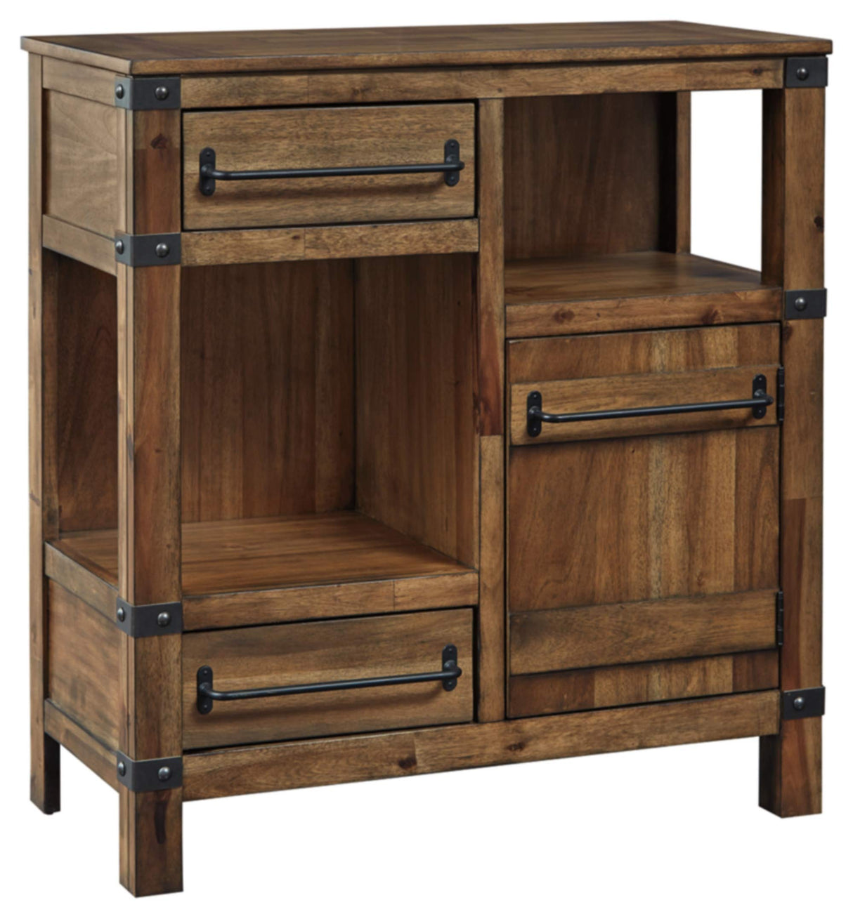 Roybeck Industrial Accent Cabinet with 2 Shelves, 1 Adjustable Shelf and 2 Drawers