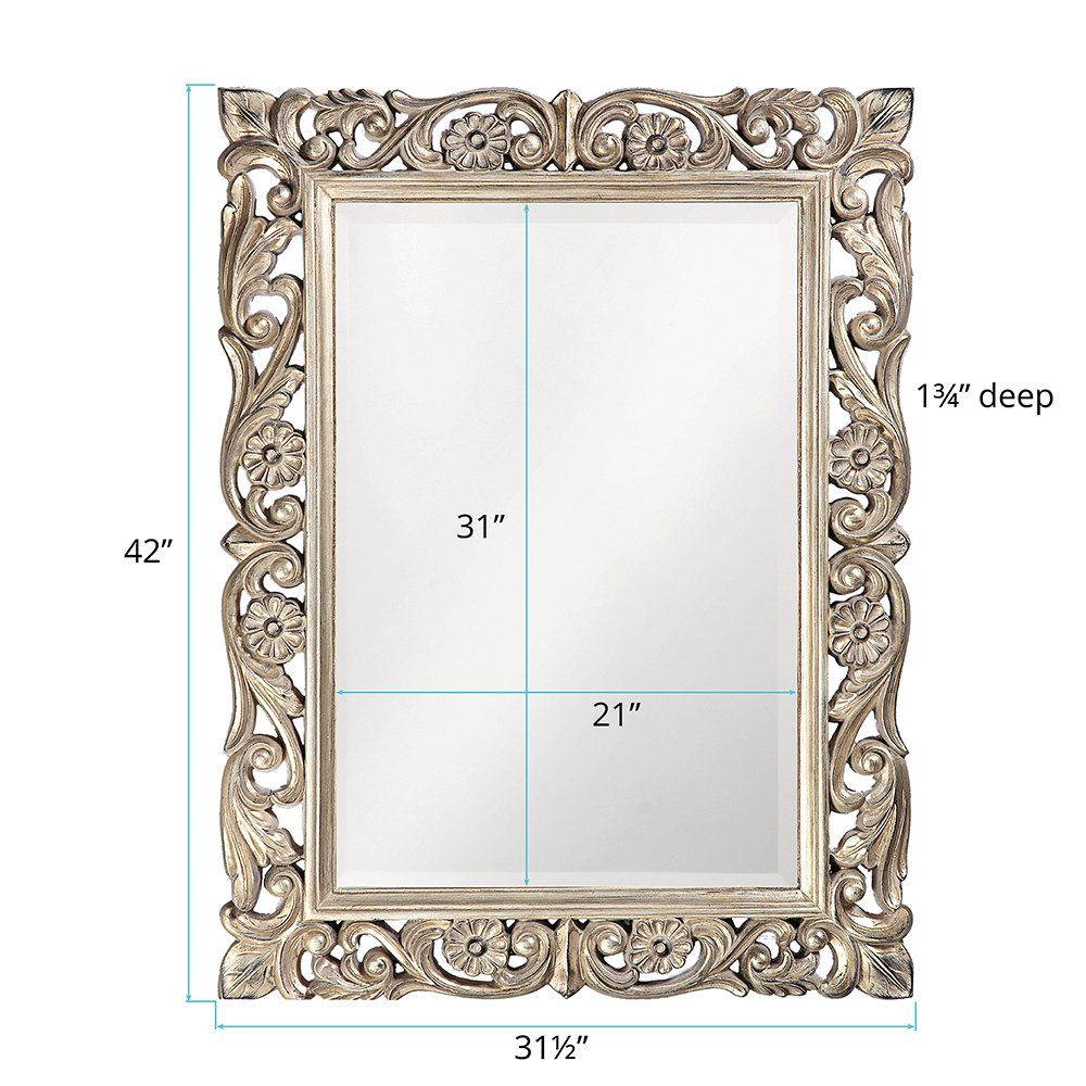 Rectangular Hanging Wall Mirror, Scroll Work Frame