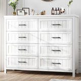 8 Drawer Dresser for Bedroom, Modern Dresser with Deep Drawers, Large White Dresser Farmhouse Wooden Double Dresser Chest of Drawers for Living Room, Hallway, Entryway (White, 8 Drawer)